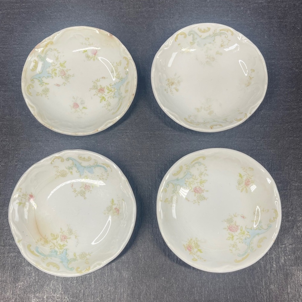ATQ Johnson Bros England Butter Pats Set 4 Royal Semi Porcelain Pink Floral 3"